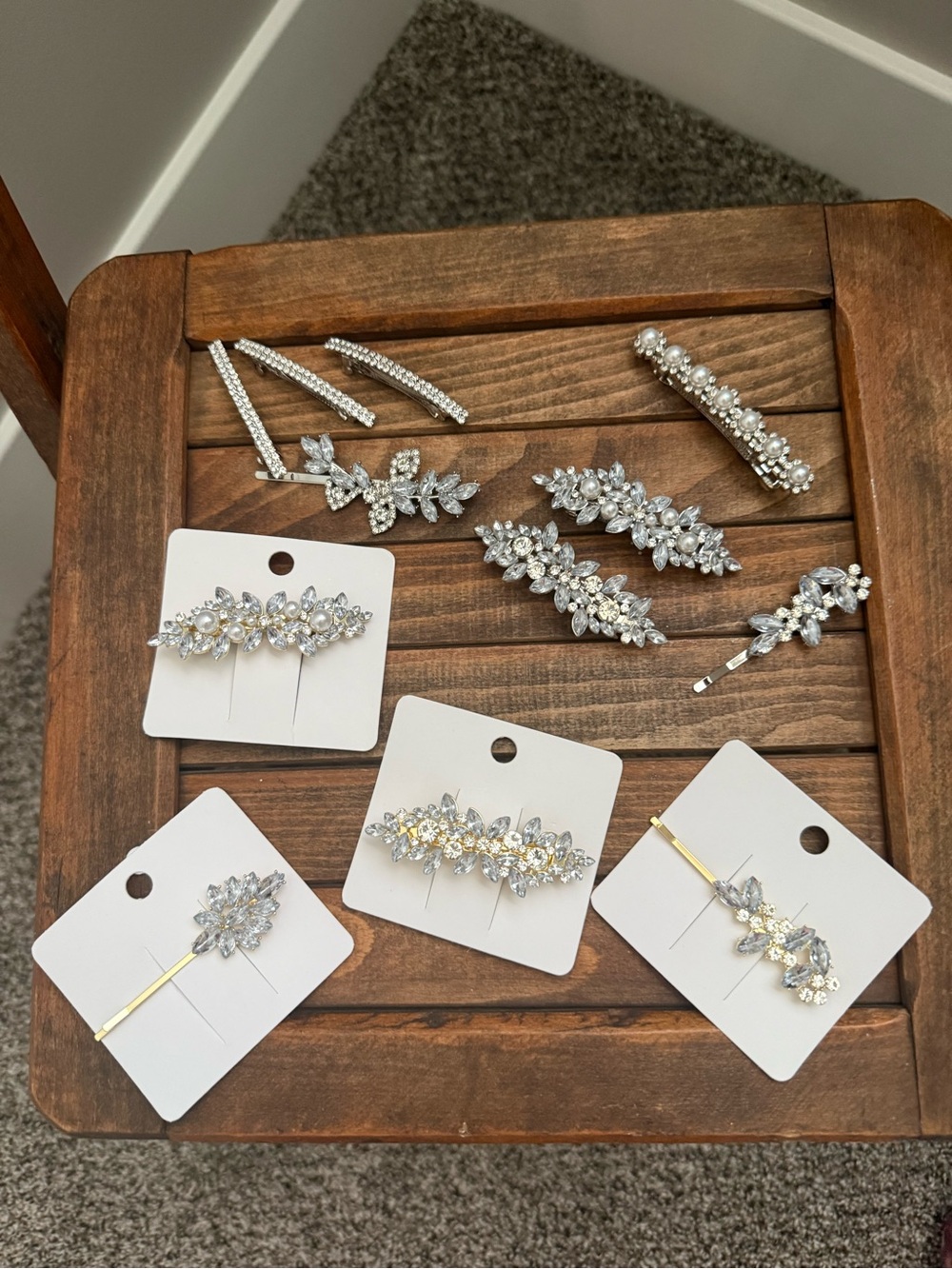 New Bridal Hair Accessories Lot Crystal Pearl Wedding Hair Clips Pins Barrette